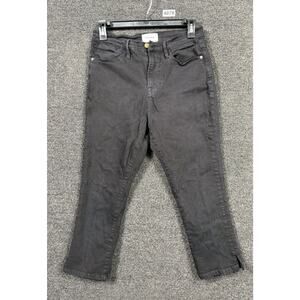 FRAME Denim Le High Pedal Pusher Skinny Capri Film Noir Black Womens Size 28